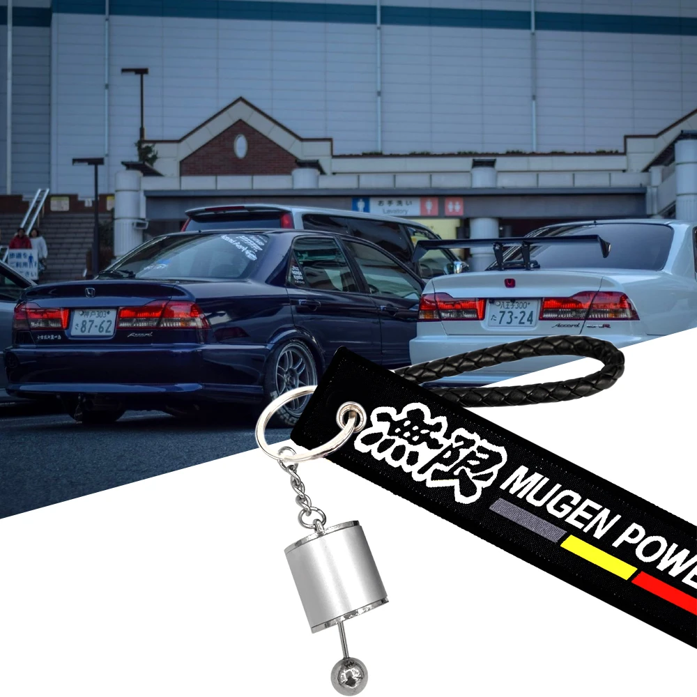 

Mugen JDM Motorcycle Cars Keychain Embroidery Keytag Keyring Key Fobs For Honda Mugen Civic City CRV FIT Accord Odyssey Hrv Car