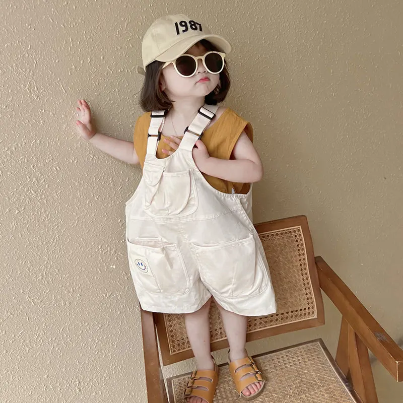 Летняя и Осенняя детская одежда однотонные комбинезоны для девочек детские