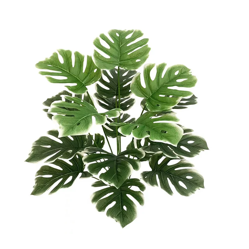 

18 Heads Fake Green Leaves Artificial Plants Turtle Back Leaves Party Wedding Decoration Tropical,Greenery Home Garden Decor