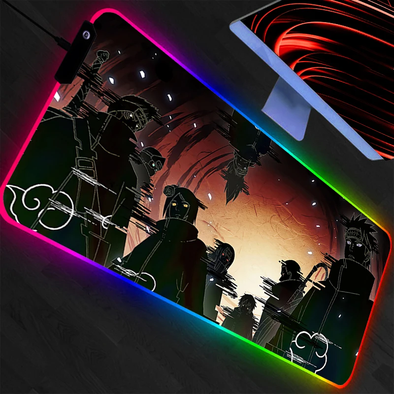 Фото Игровой коврик для мыши RGB Naruto XXL с подсветкой, светодиодный коврик для клавиатуры, резиновый коврик для мыши, игровой коврик для мыши Max XXL №2