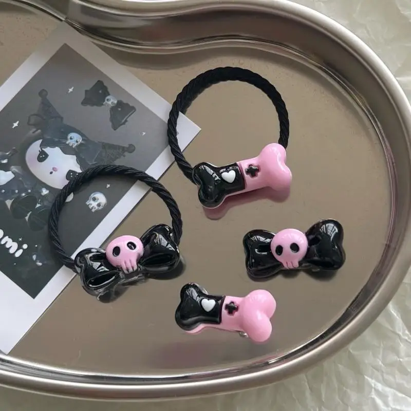 

Kawaii Sanrio Y2K Hair Ring Kuromi Accessories Cute Beauty Cartoon Anime Bow Mini Hair Clips Headdress Hairpin Toy for Girl Gift