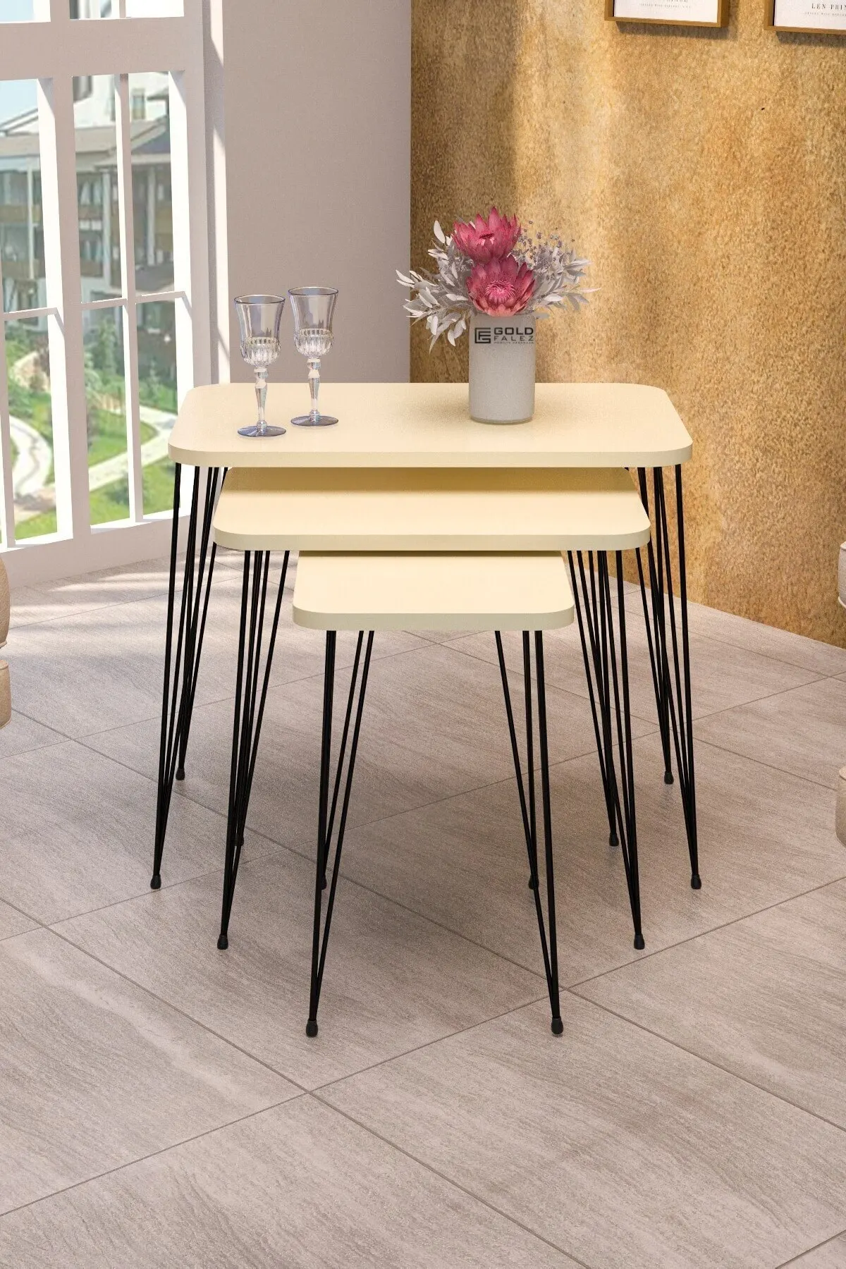 Кофейный столик Zigon в современном стиле набор из 3 предметов Прямоугольная Черная