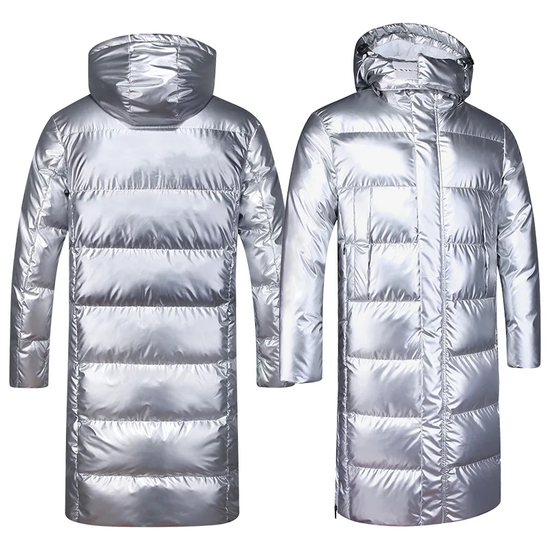 Cotton Coat Mens Medium Length Knee Down Cotton Coat Womens Silver Sportsmans Coat Winter Training Suit