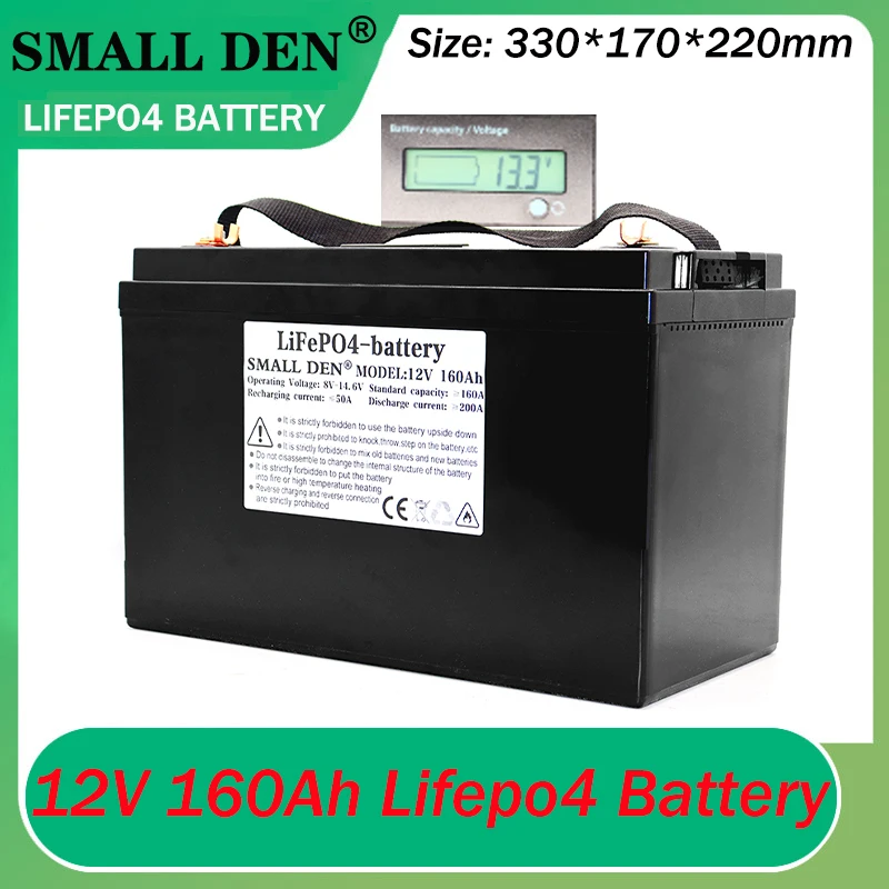 

NEW 12V 160Ah Lifepo4 battery pack Built-in EVE 80Ah 4S2P with 200A BMS 12.8V RV Solar battery 12V power supply with display