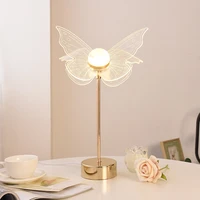 nordic desk lamp bedroom ins home art decor led lights retro butterfly lampshades for table lamps american simple bedside light