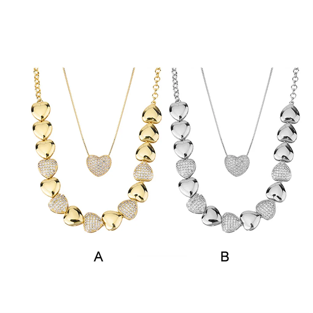 

Heart Pendant Women Necklace Layered Collar Choker Neck Chain Personalized Gifts Jewelry Girlfriends Christmas Silver