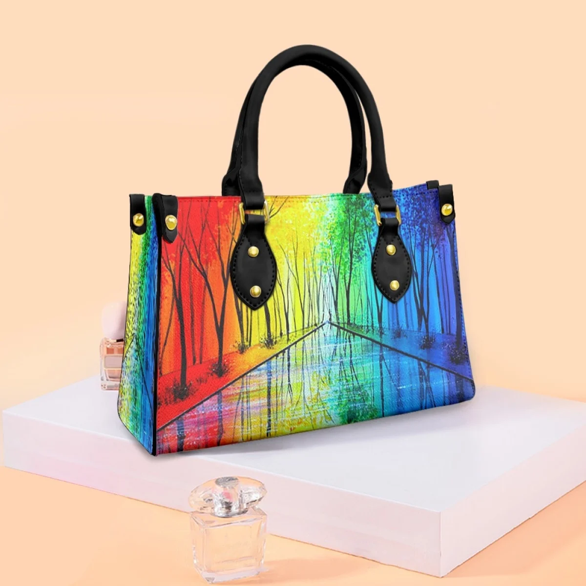 

Fashion New In Ladies Handbag Designer Painting Female Hand Bag Artistic Style Teen Girl Multicolor Bags Personality Work