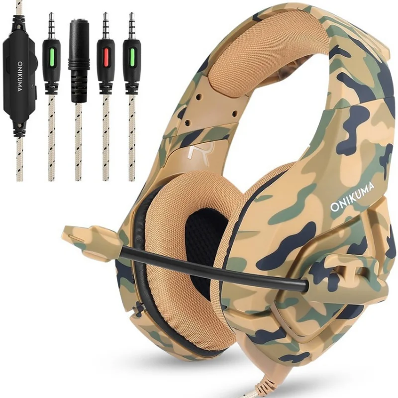 

K1 Camouflage PS4 Headset Bass Gaming Headphones Game Earphones Casque with Mic for PC Mobile Phone New Xbox One Tablet