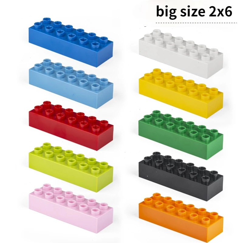 

Brick 2x6 5pcs/lot DIY Classic Education Building Blocks Compatible With Lego Duplo Large Bricks plastic Toys For Children