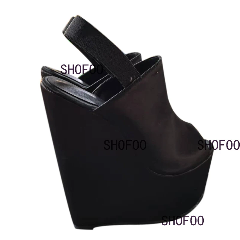 SHOFOO обувь Модные женские босоножки на высоком каблуке. Босоножки танкетке