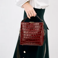 2021 new style handbags summer patent leather handbags crocodile pattern handbag shoulder messenger fashion bucket ladies bag