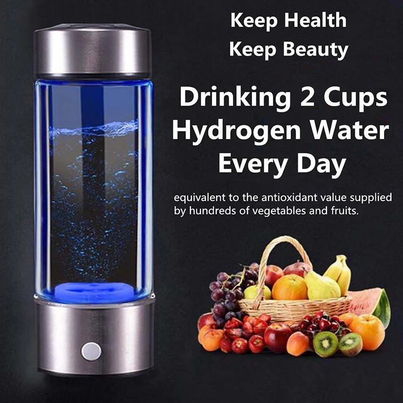 

400ML 3Mins Hydrogen Rich Water Bottle Generator Bottle Glass Cup Rechargeable Super Antioxidants Home Travel Cups Supplies Tool