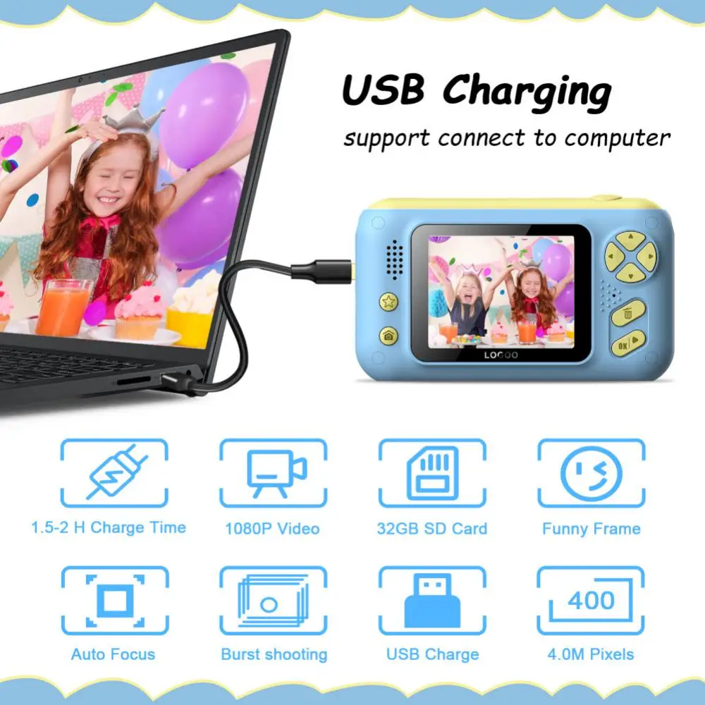 

Child Camera Video Recorder Camera Cute Children Kids Camera 2.4 Inch Ips Hd Screen For Children Birthday Gift Digital Cameras