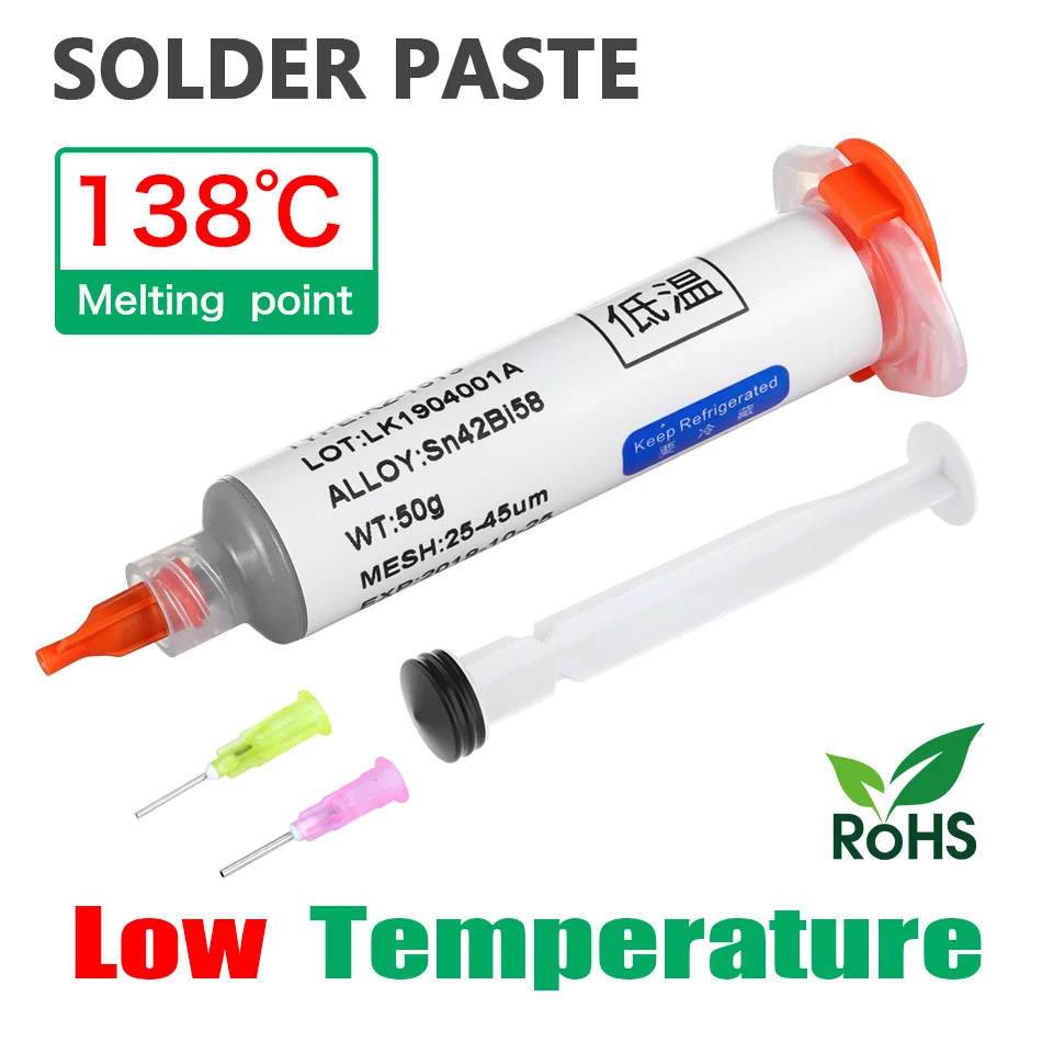 

Lead-free Low Temperature Sn42Bi58 Needle Tube Solder Paste Environmentally FriendlySoldering Paste Tin Solder Paste For LED