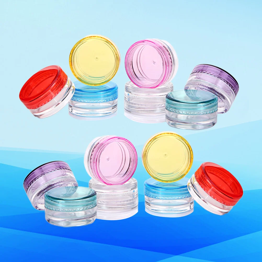 55pcs Round Clear Jars with Screw Cap for Creams Lip Balms Refillable Containers for Lotion for Travel 3g ( Assorted Color )