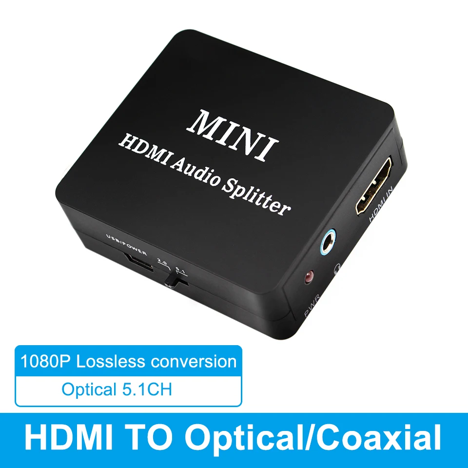 HDMI to HDMI SPDIF,COAXIAL,EARPHONE , 2CH/5.1CH ,Audio Extractor Converter Audio Splitter with usb cable