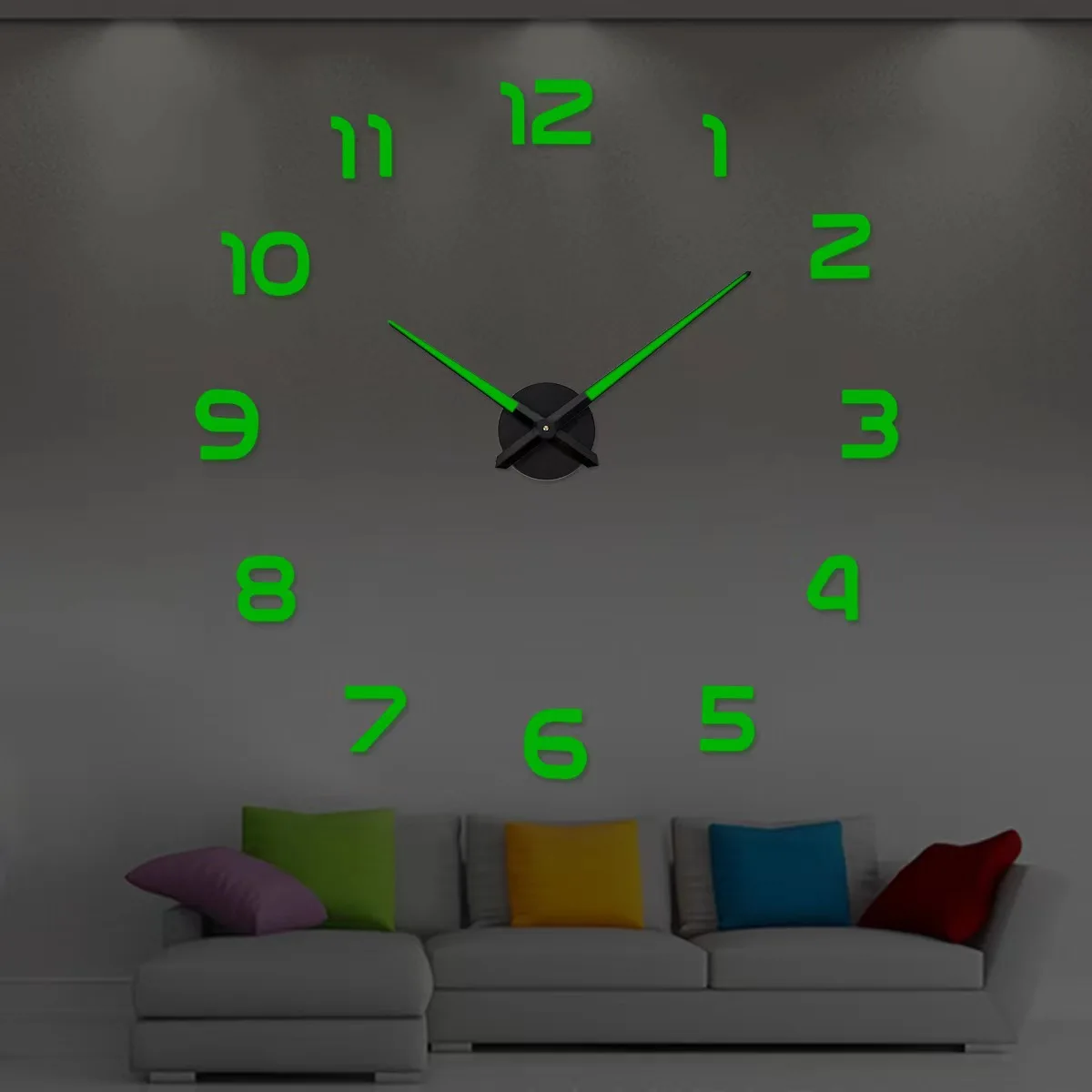 3D Large Luminous Wall Clock Mirror Sticker DIY Digital Mute Clocks Roman Numeral Acrylic Wall Clock Home Living Room Decoration
