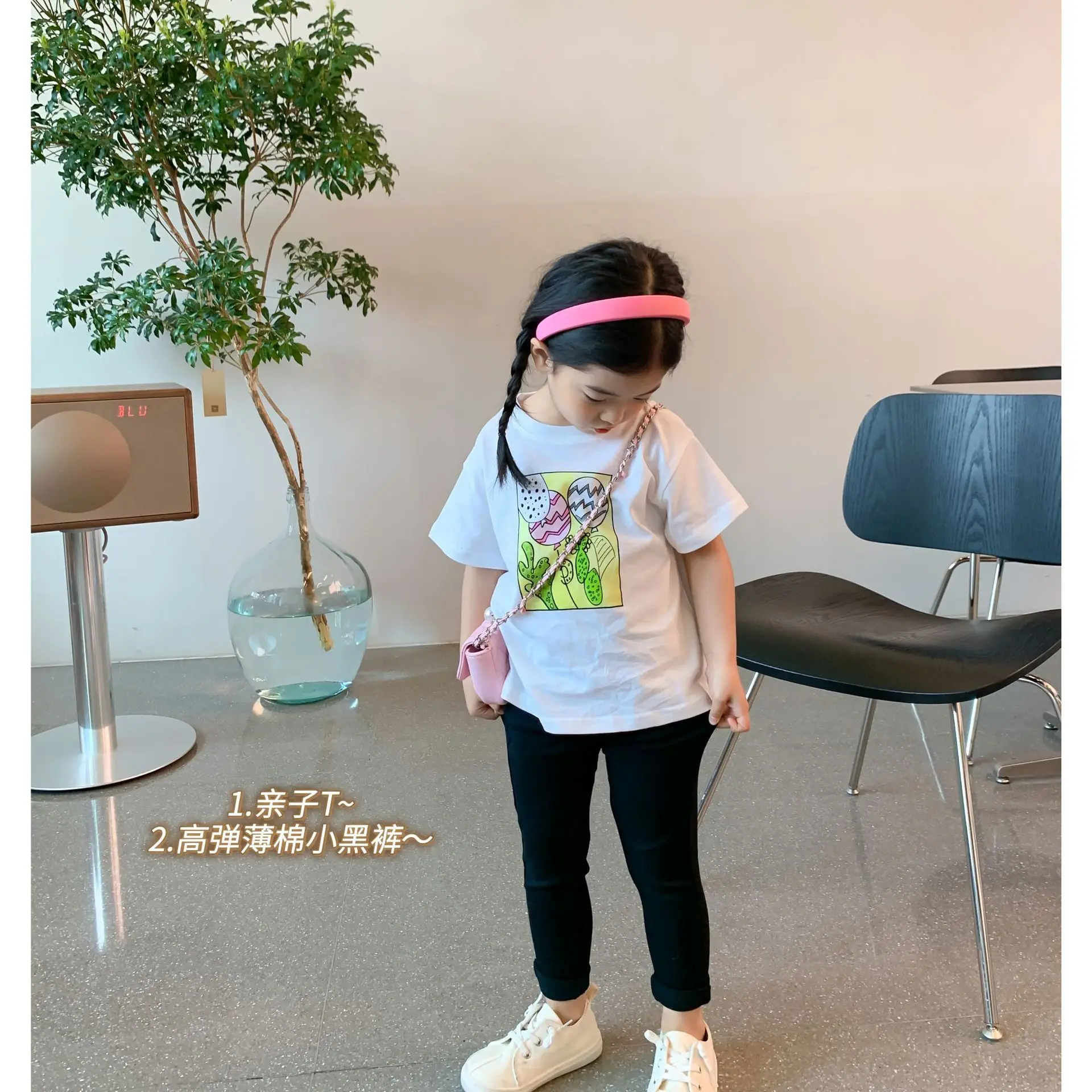 

Новинка лета 2022, детский топ, корейский Свободный Топ для маленьких девочек, футболка с коротким рукавом и комиксным воздушным шаром