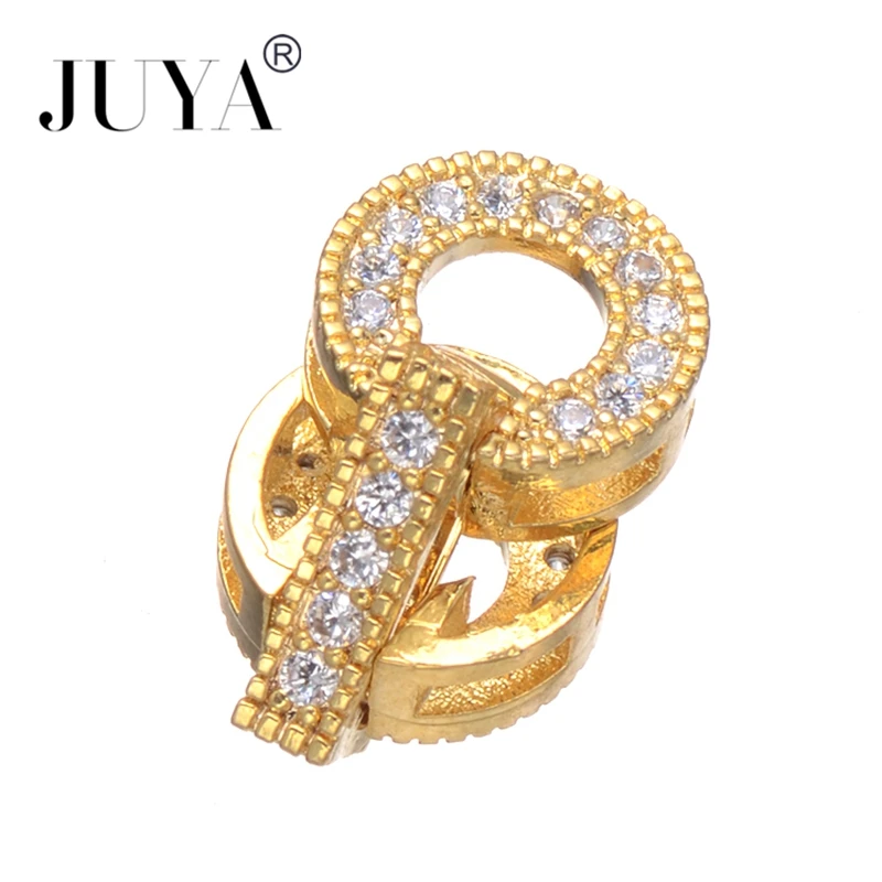 5 Pcs/Lot Fastener Clasps Hooks for DIY Handmade Jewelry Findings Cubic Zirconia Charm Connectors for Bracelet Making Components