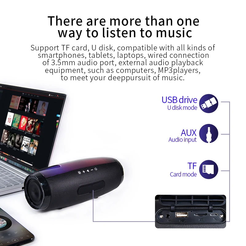 Портативная Bluetooth-Колонка TG165 стерео кожаная колонка с 5 вспышками светодиодный