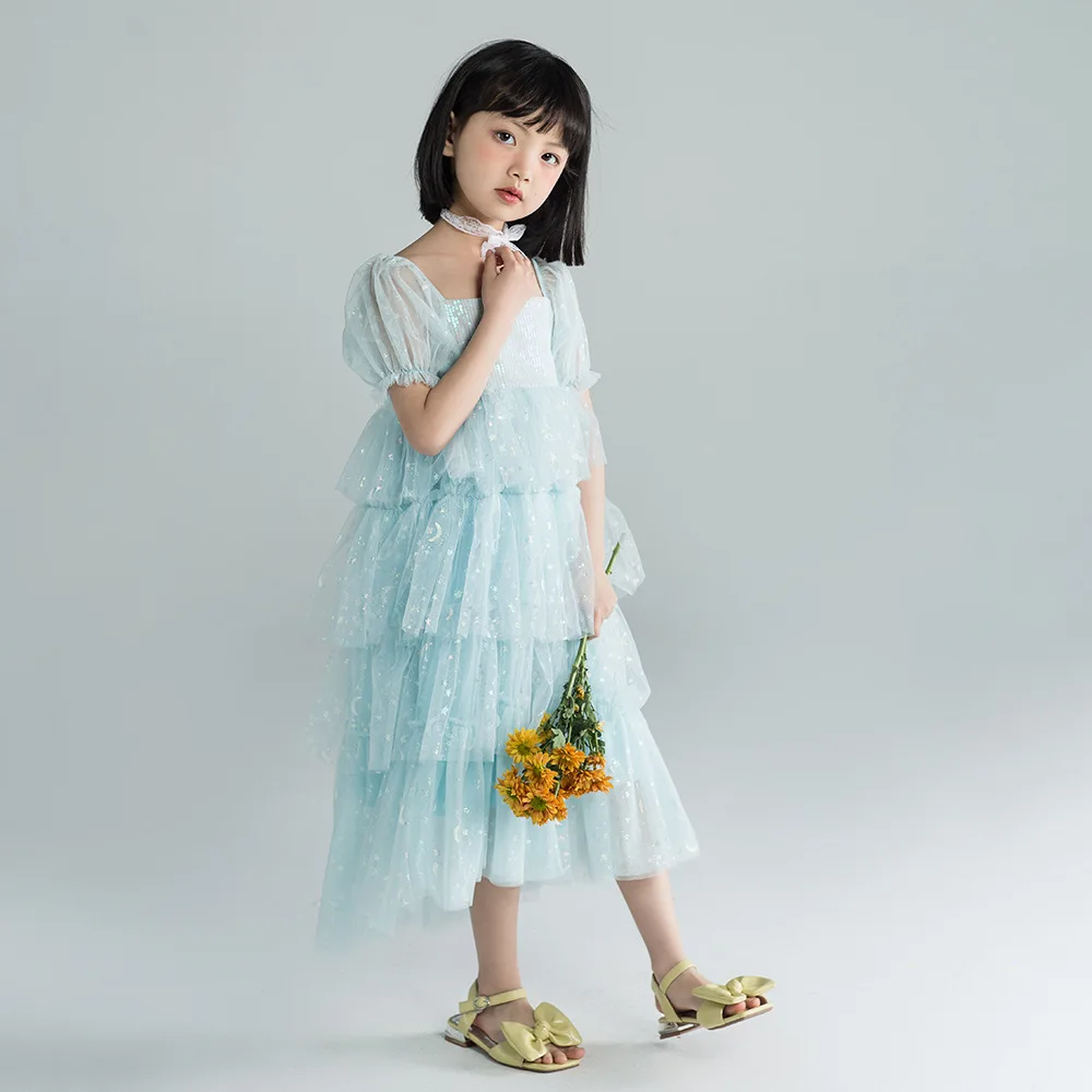 

Childrren Girl Sweet Cake Tutu Dress 8 10 12 years Baby Sequined Mesh Costumes
