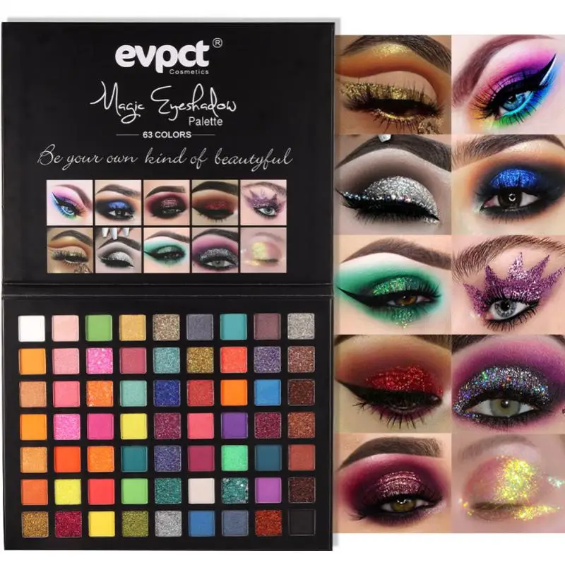 

Spotlight 63 Color Eye Shadow Palette Colorful Artist Shimmer Glitter Matte Pigmented Powder Pressed Eyeshadow Makeup Kit Makeup