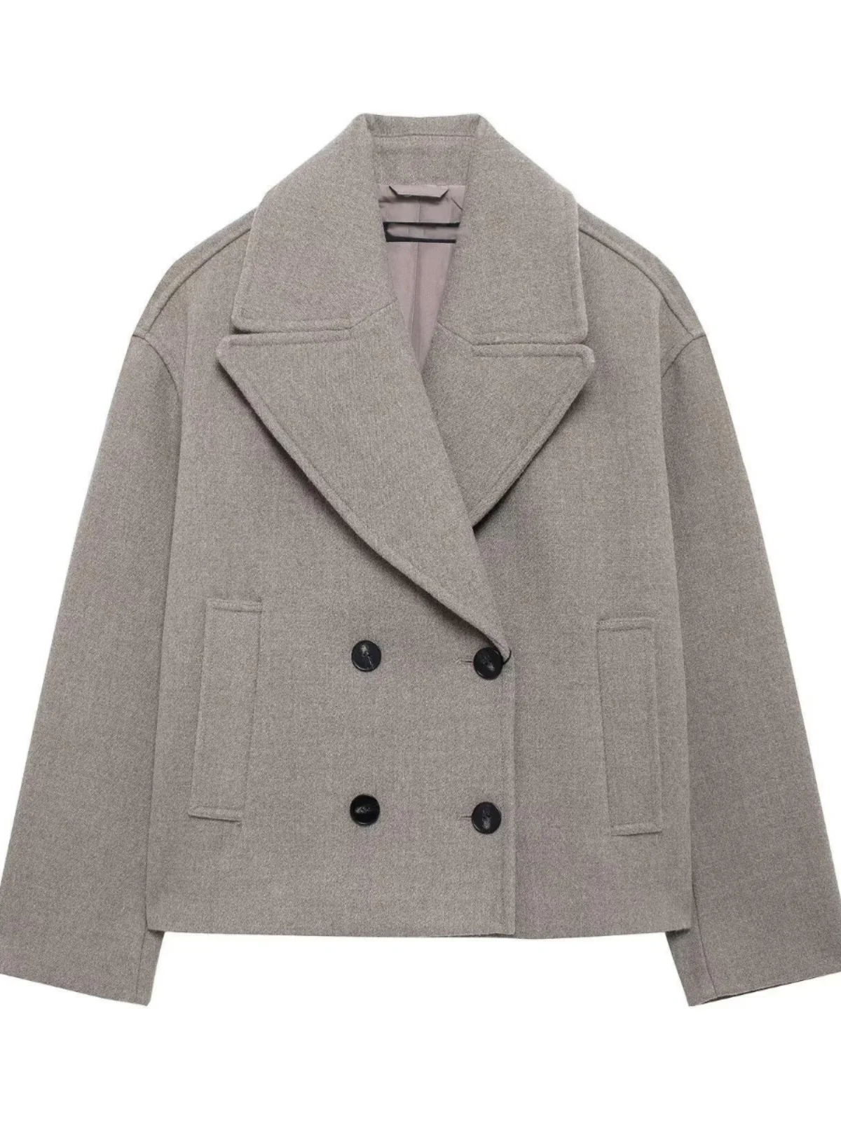 Za 2024 свободная версия двубортное флисовое короткое пальто верхняя одежда 8372289