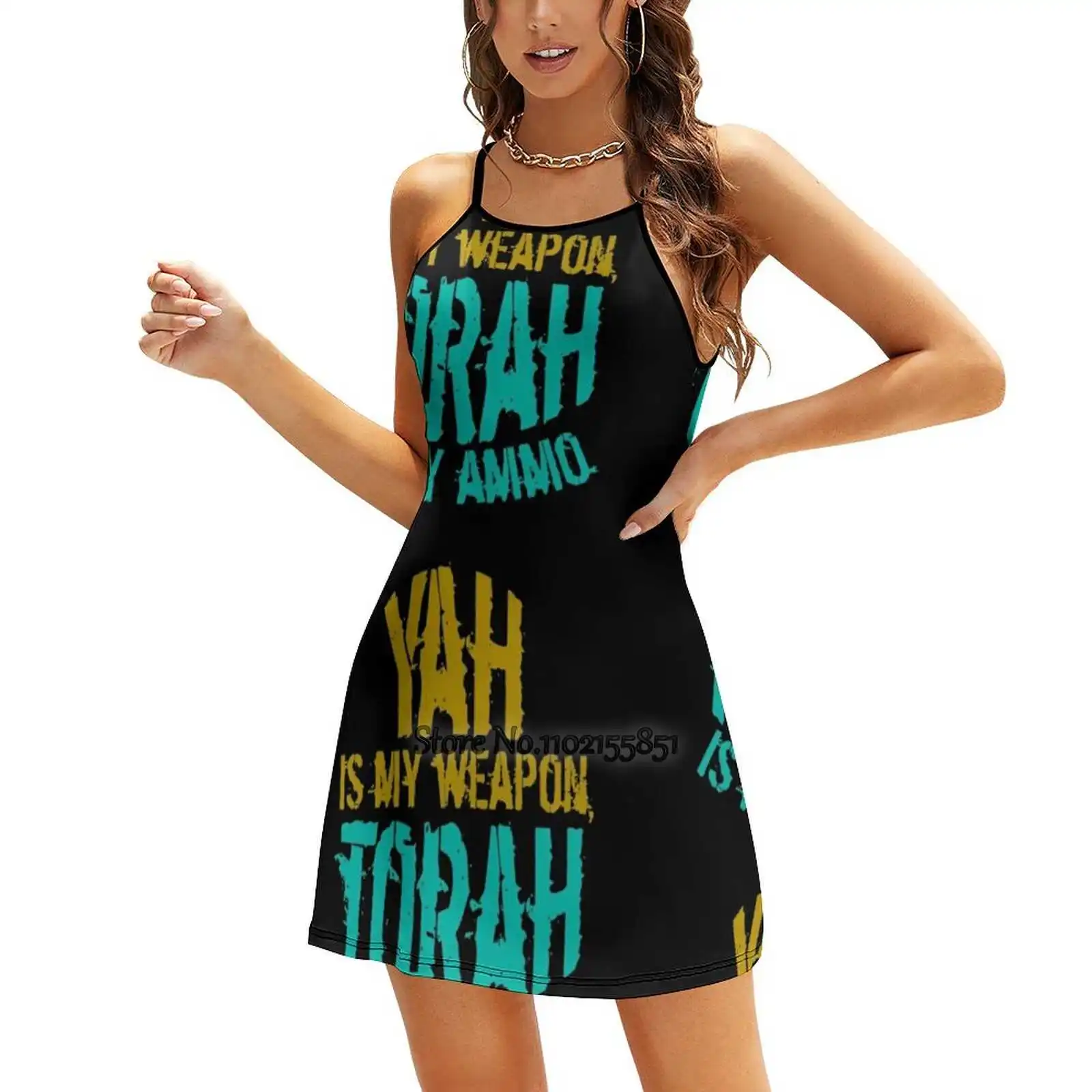 Hebrew Israelite Yah Is My Weapon Torah Ammo 28 Judah Back Lacing Backless Dress Square Neck New Plus Size Elegant