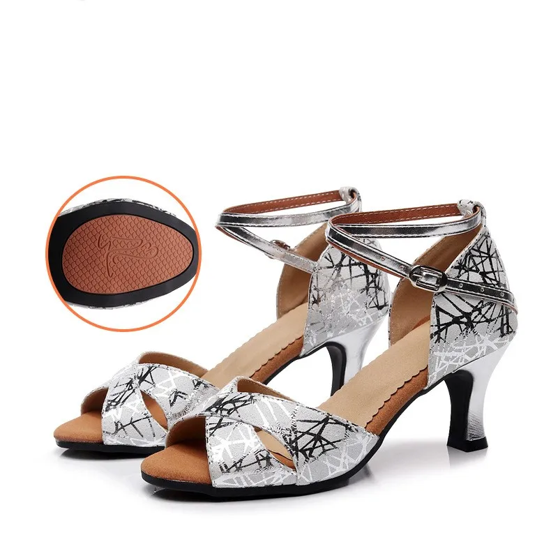 

Женские туфли для бальных танцев, обувь для латиноамериканских танцев на среднем каблуке, тренировочная танцевальная обувь на резиновой подошве, новинка 2023