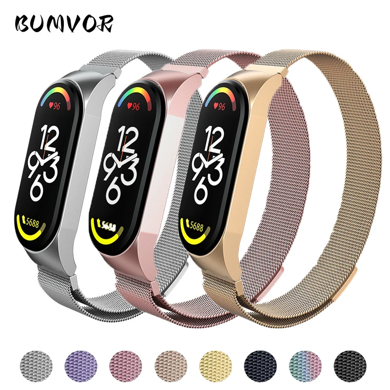 

Strap For Xiaomi Mi Band 7 6 5 Stainless Steel Metal Bracelet Wristband Replacement Magnetic Strap For Xiaomi Mi Band 6 Miband 5