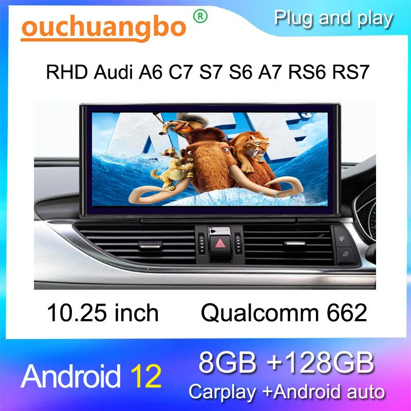 

Ouchuangbo Radio Multimedia For 10.25 inch RHD A6 C7 S7 S6 A7 RS6 RS7 Android 12 Stereo Qualcomm 662 GPS navigation Carplay