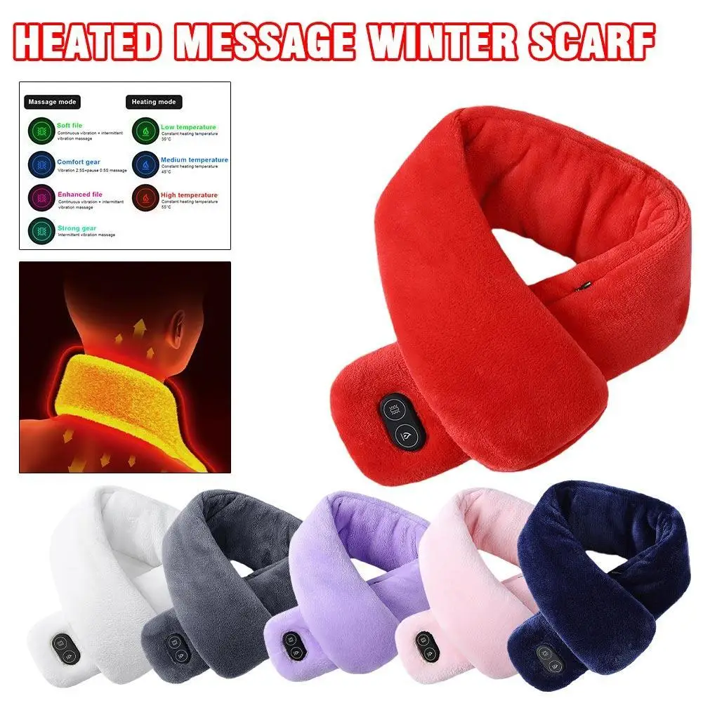 

Electric Heated Winter Scarves Adjust Temperature Heating Neckerchief Comfortable USB Charging Collar Scarves Shawl Neck Warmer