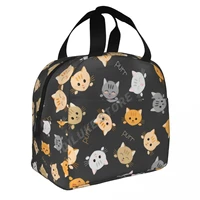 kawaii kitten background japanese manga style insulated lunch bags print food case cooler warm bento box for kids lunch box