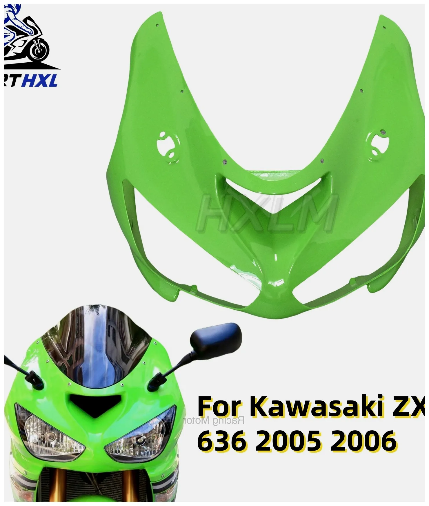 Фото Комплект обвесов на заказ - передний обтекатель фары для Ninja ZX-6R 2005-2006, черный обвес ZX6R 636 2006, пластиковые обтекатели №2