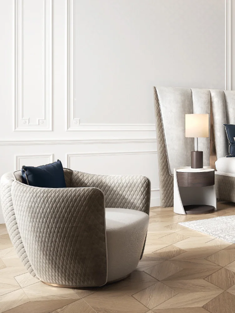 

Italian light luxury fabric single sofa chair designer leisure chair reception chair