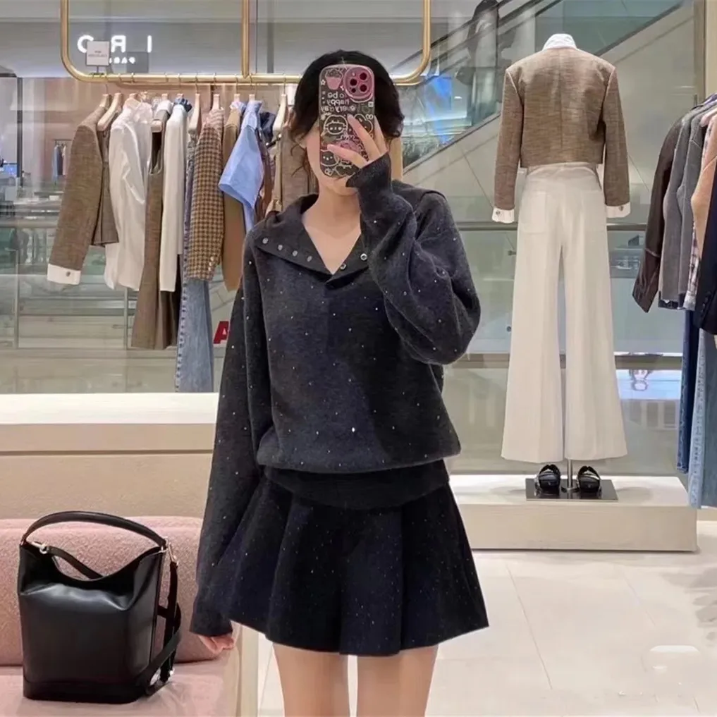 Женская одежда толстовка в французском стиле серая повседневная украшенная