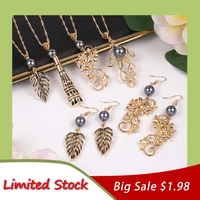 sale women hawaiian polynesian pearl chains necklaces flower gold plated jewelry necklace womens leaf drop earrings for women