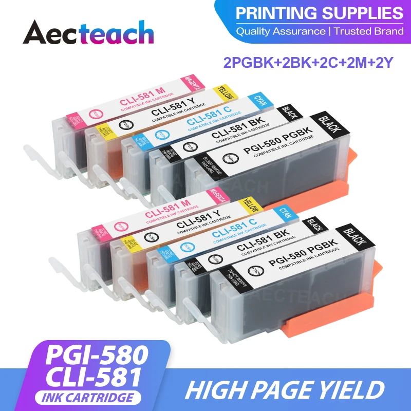 

Aecteach new Ink Cartridge FOR PGI580 580 CLI 581 xl ink cartridge For Canon PIXMA TS8150 TS8151 TS8152 TS9150 TS9155 TS8250