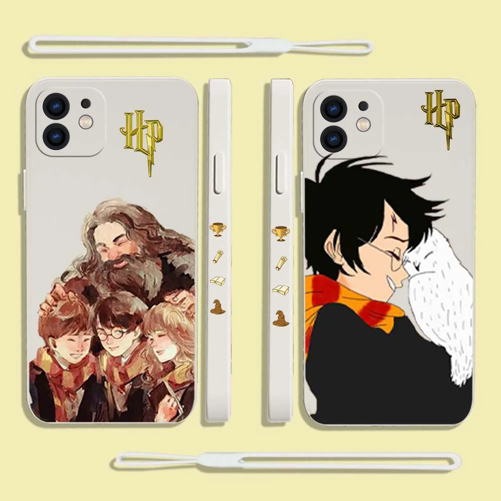 

Anime Harries Potters Phone Case For iPhone 14 13 12 11 Pro Max Mini X XR XS MAX SE20 8 7 Plus 6 6S Plus Cases with Hand Strap