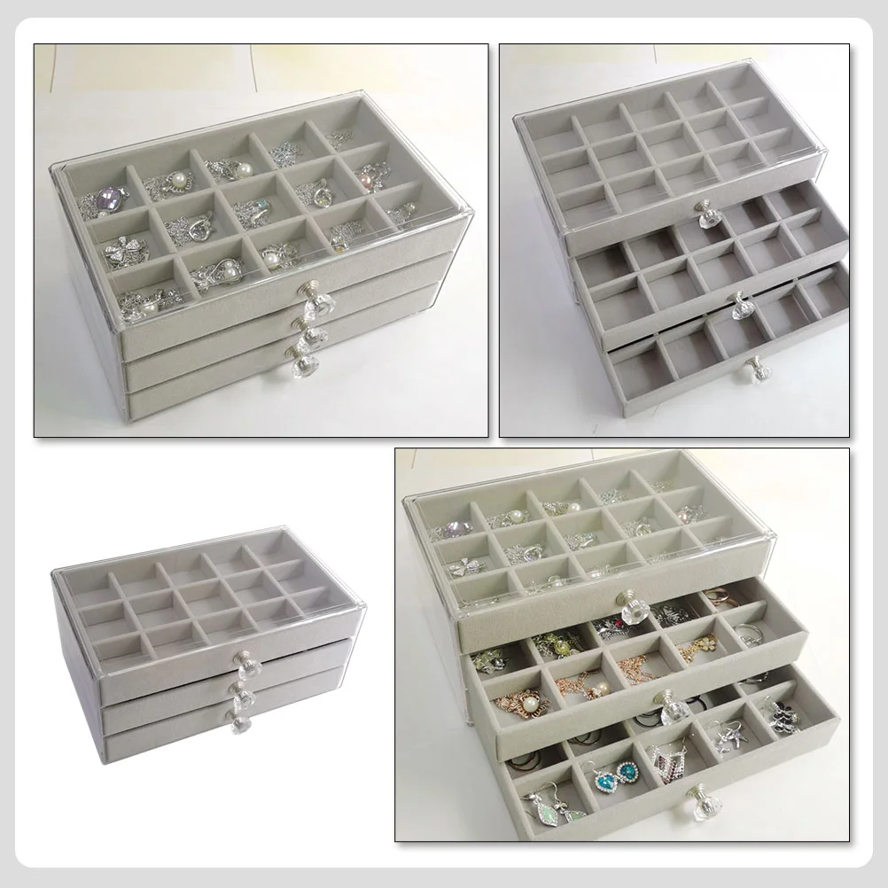 Jewelry Storage Box Organizer Acrylic Case Display Makeup Trayholder Earringring Clear Showcase Bracelet Multi Divider