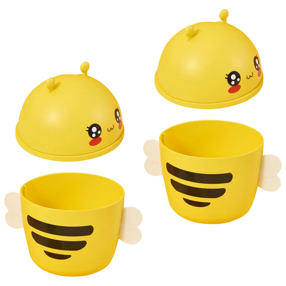 

2pcs Cartoon Bee Waste Bin Delicate Small Wastebasket Mini Desktop Rubbish Can for Table