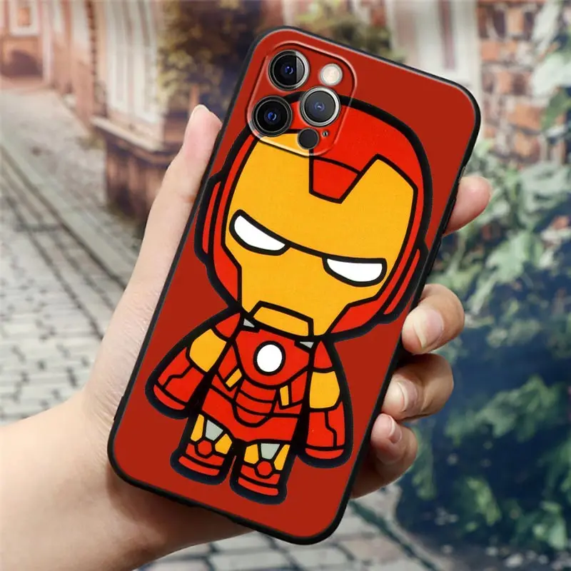 Marvel Iron Man Groot Black Silicone Case for IPhone 12 11 13 14 Pro Max XS XR X 8 7 Plus SE Soft Cover Spiderman Avengers Funda images - 6