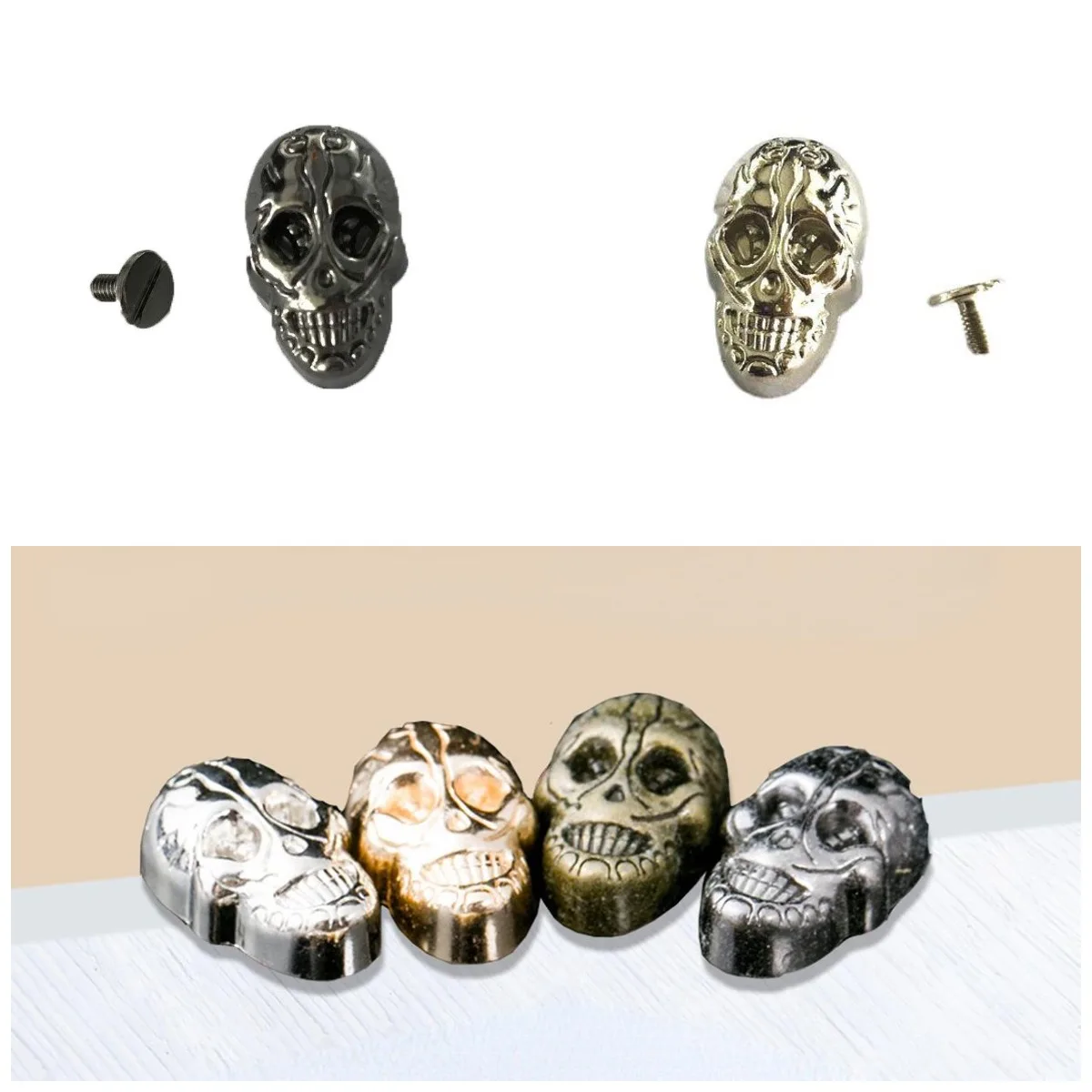 

5 Set Gothic Skull Head Rivets.Skull Decorative Punk Rivets Rapid Stud for Leather Craft Clothes Rivets Pet Collar Garment Shoes