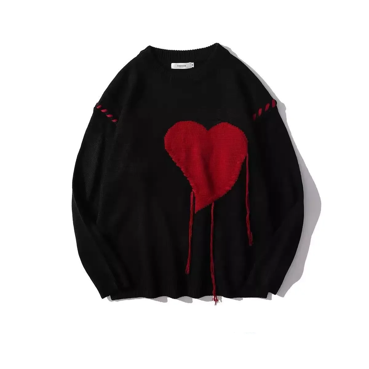 

2022New fashion sweater women autumn jacket women loose contrast stitching love knit couple pullover Harajuku sweater