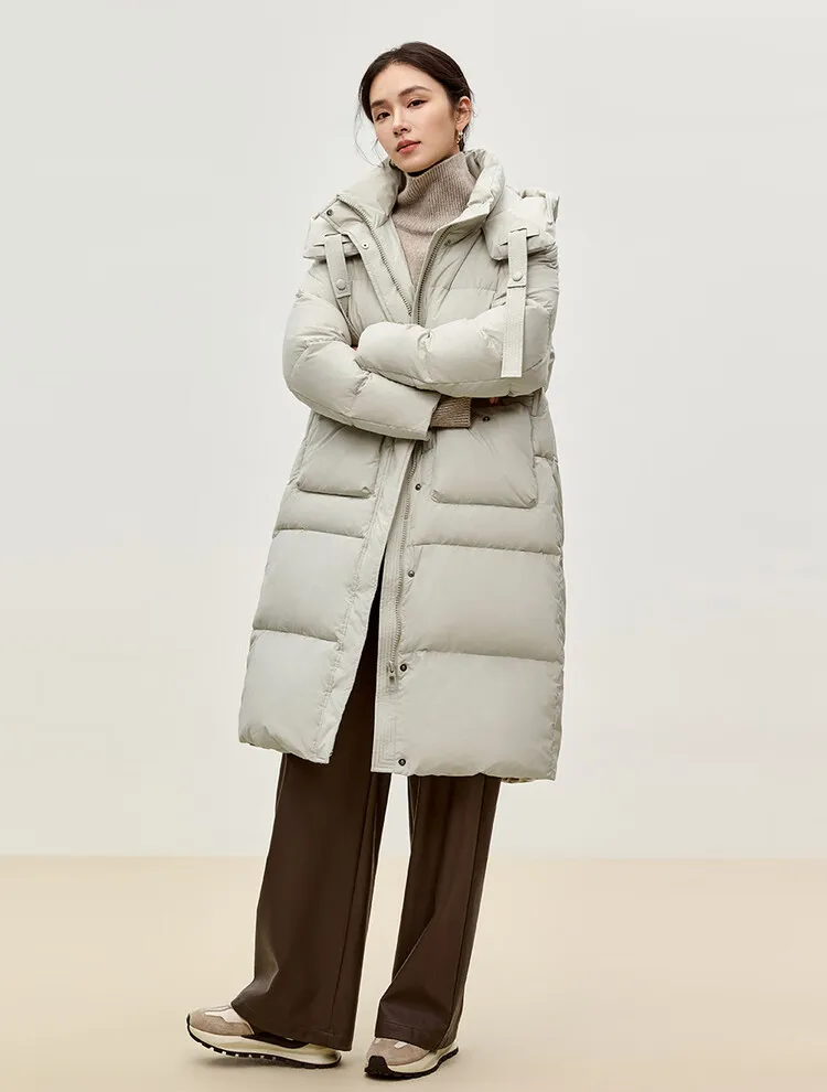 SENTUBILA женский зимний пуховик теплый 90% белый утиный пух пальто с капюшоном на