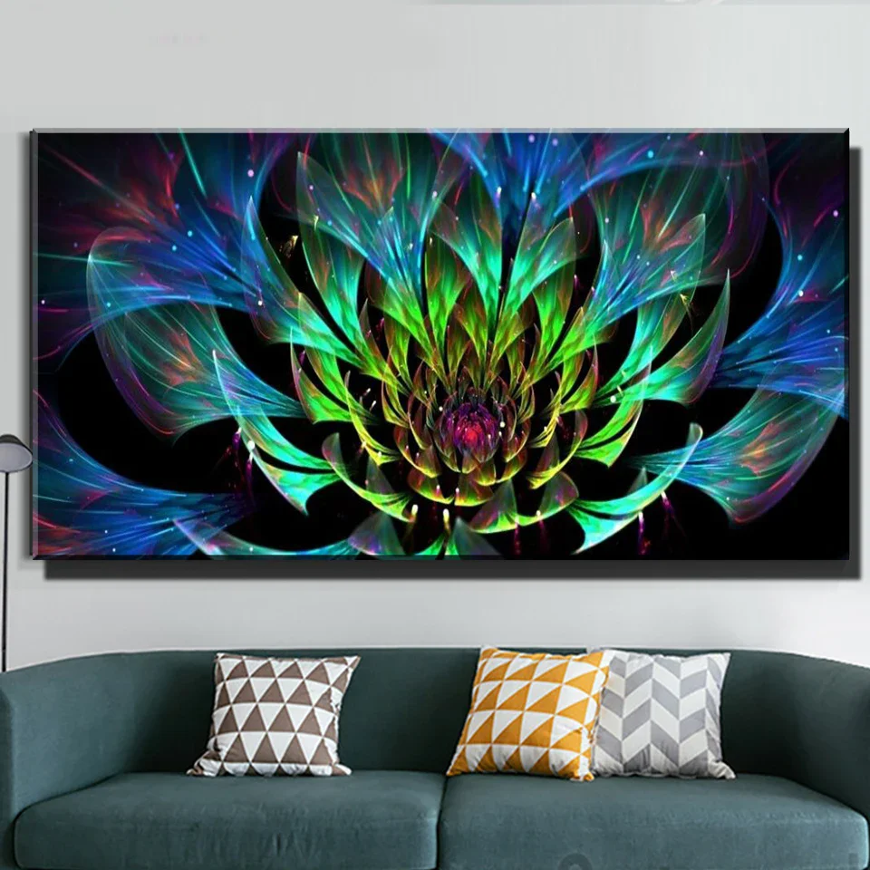 Алмазная живопись 2024 абстрактная красочная цветочная Фрактальная мозаика