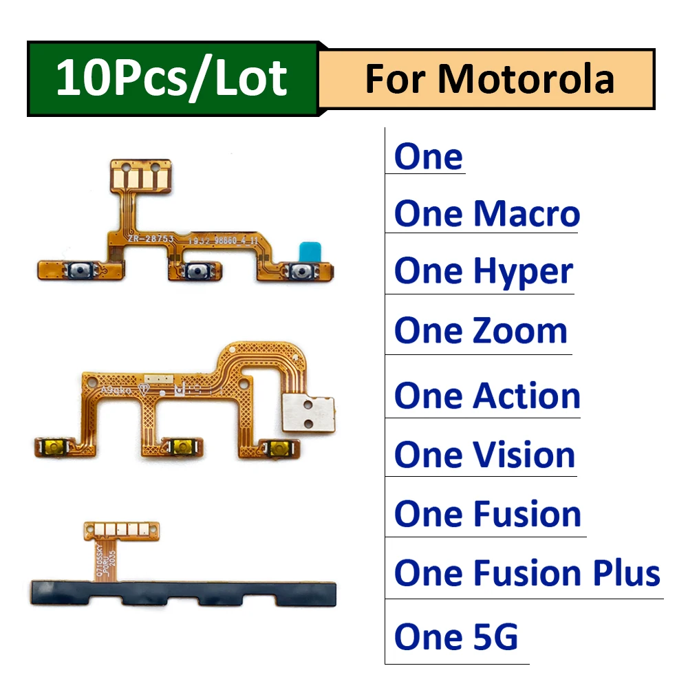 

10 шт., кнопка включения и выключения питания, кнопка регулировки громкости, гибкий кабель для Motorola Moto One Fusion Plus, экшн, гипер, макро, зрение, фот...