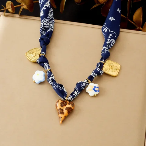 DIEYURO Серебряное ожерелье леопардовый принт