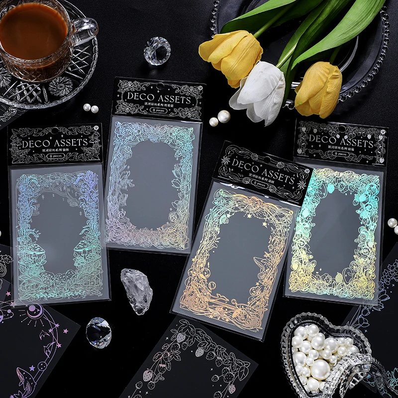 Оригинальная Лазерная рамка 8 листов журнал планировщик наклейка для домашних