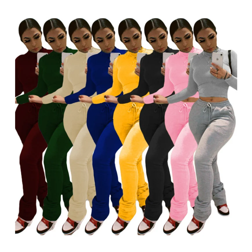 

Зимние женские комплекты для бега, укороченная толстовка с капюшоном, штаны в складку, однотонный флисовый комплект из 2 предметов, плотные ...